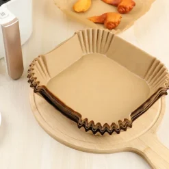100PCS Air Fryer Disposable Parchment Paper Liner Square Round Oil-proof Paper Tray Non-Stick Baking Mat AirFryer Accessories
