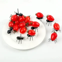 12pcs Ants Food Fruit Picks Decoration Ant Shape Forks Snack Cake Dessert Tableware For Home Kitchen Party Dinner Fruit Pick for Restaurants/Cafe