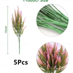 5Pcs Artificial Lavendars Flowers Home Decoration Outdoor Simulation Flowers Plants Decorations Flowers Bouquet Wedding Decoration