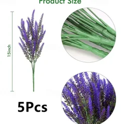 5Pcs Artificial Lavendars Flowers Home Decoration Outdoor Simulation Flowers Plants Decorations Flowers Bouquet Wedding Decoration