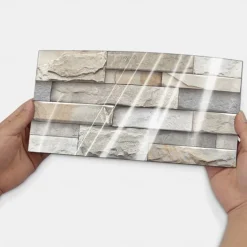 7pcs Artificial Stone Tile Wall Sticker 3D Vinyl Wallpaper Self Adhesive Floral Home Decor For Kitchen Bathroom 5.5x11 Inches