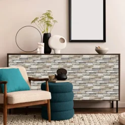 12pcs Artificial Stone Tile Wall Sticker 3D Vinyl Wallpaper Self Adhesive Floral Home Decor For Kitchen Bathroom 15*30cm