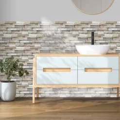 12pcs Artificial Stone Tile Wall Sticker 3D Vinyl Wallpaper Self Adhesive Floral Home Decor For Kitchen Bathroom 15*30cm