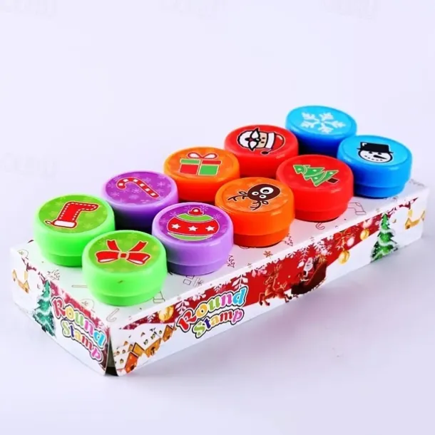 10Pcs Assorted Stamps For Kids Self-ink Stamps Children Toy Stamps Smiley Face Seal For Scrapbooking DIY Painting Photo Album Decor