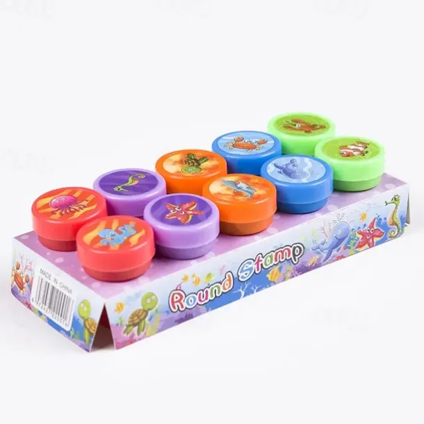 10Pcs Assorted Stamps For Kids Self-ink Stamps Children Toy Stamps Smiley Face Seal For Scrapbooking DIY Painting Photo Album Decor