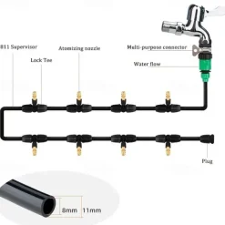 5pcs Automatic Watering System, Household Atomizing Nozzle, Plant Spraying Spray Dust Reduction Gardening Watering Timer Nozzle, Garden Supplies