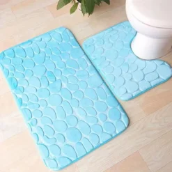 3pcs Bath Mat Non-slip Bathroom Rugs Set, Ultra Soft Non-Slip Bath Rug And Absorbent Bath Mat Carpets, Includes U-Shaped Contour Rug,Toilet Lid Cover