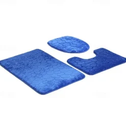 3pcs Bath Mat Non-slip Bathroom Rugs Set, Ultra Soft Non-Slip Bath Rug And Absorbent Bath Mat Carpets, Includes U-Shaped Contour Rug,Toilet Lid Cover