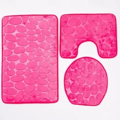 3pcs Bath Mat Non-slip Bathroom Rugs Set, Ultra Soft Non-Slip Bath Rug And Absorbent Bath Mat Carpets, Includes U-Shaped Contour Rug,Toilet Lid Cover