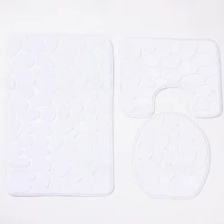 3pcs Bath Mat Non-slip Bathroom Rugs Set, Ultra Soft Non-Slip Bath Rug And Absorbent Bath Mat Carpets, Includes U-Shaped Contour Rug,Toilet Lid Cover