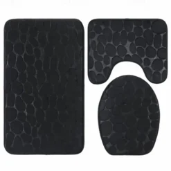 3pcs Bath Mat Non-slip Bathroom Rugs Set, Ultra Soft Non-Slip Bath Rug And Absorbent Bath Mat Carpets, Includes U-Shaped Contour Rug,Toilet Lid Cover
