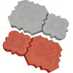2pcs Beautiful Plastic Molding Large Paver Concrete Mold Concrete Mold Cement Mold, Plastic Brick Mold Concrete Mold Stone Paver Mold, Making Large and Small "Lily Flower" Type Interlocking Footing