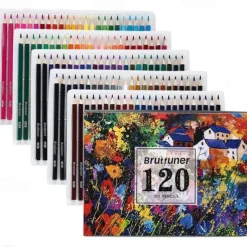 48/72/120/180pcs Brutfuner Oil Pencils Set - Vibrant Colors for Drawing and Coloring on Wood, Paper For Schools Teachers Students Children For Sketching Doodling Coloring Painting