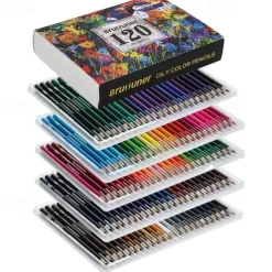 48/72/120/180pcs Brutfuner Oil Pencils Set - Vibrant Colors for Drawing and Coloring on Wood, Paper For Schools Teachers Students Children For Sketching Doodling Coloring Painting