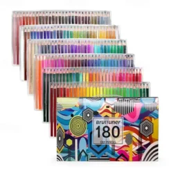 48/72/120/180pcs Brutfuner Oil Pencils Set - Vibrant Colors for Drawing and Coloring on Wood, Paper For Schools Teachers Students Children For Sketching Doodling Coloring Painting