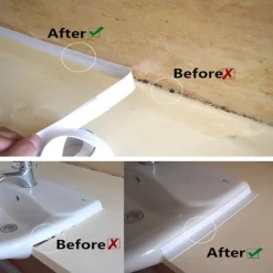 2PCS Caulk Strip Tape PVC Self-Adhesive Decorative Sealing Tape Used for Kitchen Sink Toilet Bathroom Bathtub Floor Wall Edge 0.87''*10.5ft/2.2*320cm