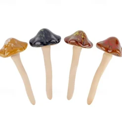 4pcs Ceramic Mushroom for Garden Yard Fairy Garden Lawn Ornament Decor Pottery Ornament Garden Ceramic Mushroom Statue Garden Pot Decoration