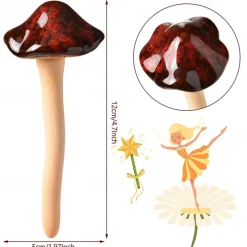 4pcs Ceramic Mushroom for Garden Yard Fairy Garden Lawn Ornament Decor Pottery Ornament Garden Ceramic Mushroom Statue Garden Pot Decoration