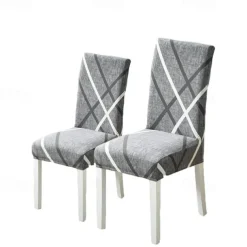 2PCS Chair Cover Super Fit Stretch Removable Washable High Back Dining Chair Cover Seat Slipcover for Hotel Dining Room Ceremony Banquet Wedding Party
