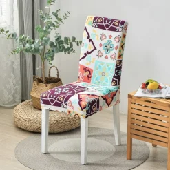 2PCS Chair Cover Super Fit Stretch Removable Washable High Back Dining Chair Cover Seat Slipcover for Hotel Dining Room Ceremony Banquet Wedding Party