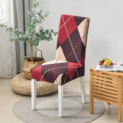 2PCS Chair Cover Super Fit Stretch Removable Washable High Back Dining Chair Cover Seat Slipcover for Hotel Dining Room Ceremony Banquet Wedding Party