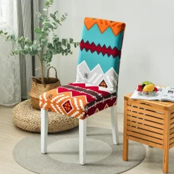 2PCS Chair Cover Super Fit Stretch Removable Washable High Back Dining Chair Cover Seat Slipcover for Hotel Dining Room Ceremony Banquet Wedding Party