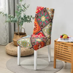 2PCS Chair Cover Super Fit Stretch Removable Washable High Back Dining Chair Cover Seat Slipcover for Hotel Dining Room Ceremony Banquet Wedding Party