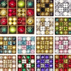 44pcs Christmas Baubles Ball Ornaments Xmas Decoration, Hanging Decorations for Christmas Tree, Holiday, Wedding and Party