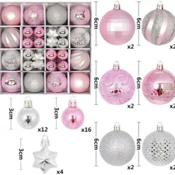 44pcs Christmas Baubles Ball Ornaments Xmas Decoration, Hanging Decorations for Christmas Tree, Holiday, Wedding and Party