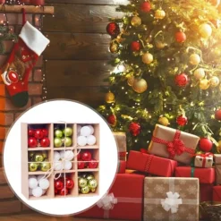 99pcs Christmas Baubles Ball Ornaments 3cm Xmas Decoration, Shatterproof Hanging Decorations for Christmas Tree, Holiday, Party and Gift