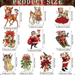 20pcs Christmas Tree Ornaments Xmas Wooden Santa Claus Christmas Crutches Green Garland Hanging Decoration Pendant For Outdoor Festival Party Gift (with Rope)