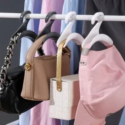5PCS Closet Multifunctional Hangers Handbag Organizer Hook Closet Rod Hanging Storage Rack Hat Scarf Shawl Tie Storage Rack