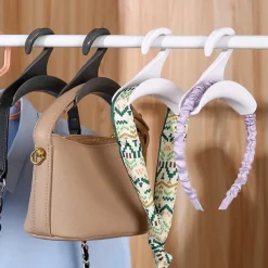 5PCS Closet Multifunctional Hangers Handbag Organizer Hook Closet Rod Hanging Storage Rack Hat Scarf Shawl Tie Storage Rack
