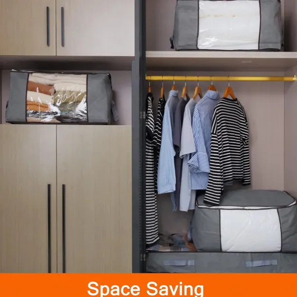 6pcs Clothes Comforter Storage Bags 90L Large Capacity Clothing Organizers with Reinforced Handles Thick Breathable Fabric Foldable Underbed Containers for Bedding Comforter Blank