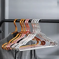 5pcs Clothes Hanger Aluminium Coat Hanger Anti-slip Drying Rack Wardrobe Space Saver Clothing Storage Rack Clothes Horse