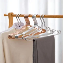 5pcs Clothes Hanger Aluminium Coat Hanger Anti-slip Drying Rack Wardrobe Space Saver Clothing Storage Rack Clothes Horse