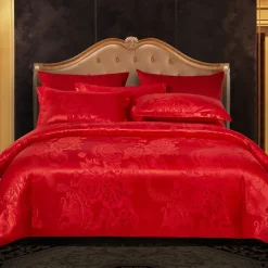 3pcs Cooling Duvet Cover Elegant Damask Fabric Jacquard Duvet Cover Set 3 Piece Quilt Cover Satin Bedding Set Full Duvet Cover Pillowcases(1 Duvet cover 2 Pillowcases)