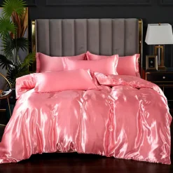 3pcs Cooling Quilt Cover Set Cooling Bedsheet Luxury Silky Satin Bedding Set with Multiple Colors Solid Color Soft Quilt Cover Set 1 Duvet cover 2 Pillowcases