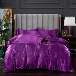 3pcs Cooling Quilt Cover Set Cooling Bedsheet Luxury Silky Satin Bedding Set with Multiple Colors Solid Color Soft Quilt Cover Set 1 Duvet cover 2 Pillowcases