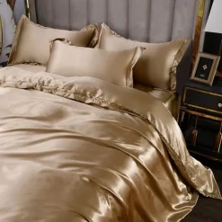 3pcs Cooling Quilt Cover Set Cooling Bedsheet Luxury Silky Satin Bedding Set with Multiple Colors Solid Color Soft Quilt Cover Set 1 Duvet cover 2 Pillowcases