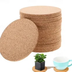 10/20pcs Cork Coaster for Drink Absorbent Tea or Coffee Coaster Set Round Heat Resistant Bar Coasters Reusable Table Blank Coasters Gifts for Wine Glass Cup Mug Plant Office