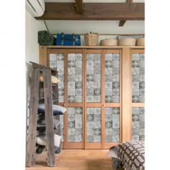 24pcs Creative Kitchen Bathroom Living Room Self-adhesive Wall Stickers Waterproof Gray Retro Tile Stickers