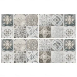 24pcs Creative Kitchen Bathroom Living Room Self-adhesive Wall Stickers Waterproof Gray Retro Tile Stickers
