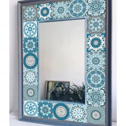 24pcs Creative Kitchen Bathroom Living Room Self-adhesive Wall Stickers Waterproof Fashion Blue Mandala Tile Stickers