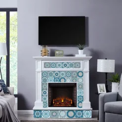 24pcs Creative Kitchen Bathroom Living Room Self-adhesive Wall Stickers Waterproof Fashion Blue Mandala Tile Stickers