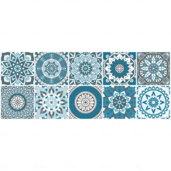 24pcs Creative Kitchen Bathroom Living Room Self-adhesive Wall Stickers Waterproof Fashion Blue Mandala Tile Stickers