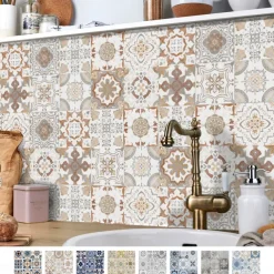24/48pcs Creative Kitchen Bathroom Living Room Self-adhesive Wall Stickers Waterproof Retro Mosaic Tile Stickers