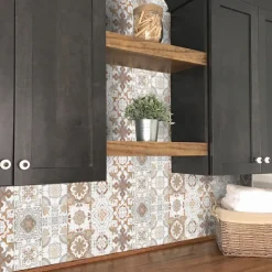 24/48pcs Creative Kitchen Bathroom Living Room Self-adhesive Wall Stickers Waterproof Retro Mosaic Tile Stickers