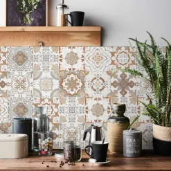 24/48pcs Creative Kitchen Bathroom Living Room Self-adhesive Wall Stickers Waterproof Retro Mosaic Tile Stickers