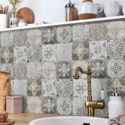 24/48pcs Creative Kitchen Bathroom Living Room Self-adhesive Wall Stickers Waterproof Retro Mosaic Tile Stickers